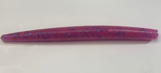Okie 4" worm Neon Pink / Blue flake